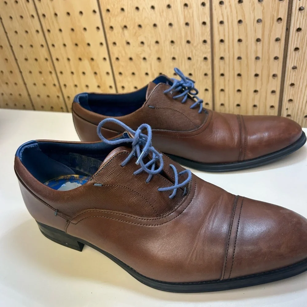 Ted Baker Brown Leather Oxfords with Blue Laces
